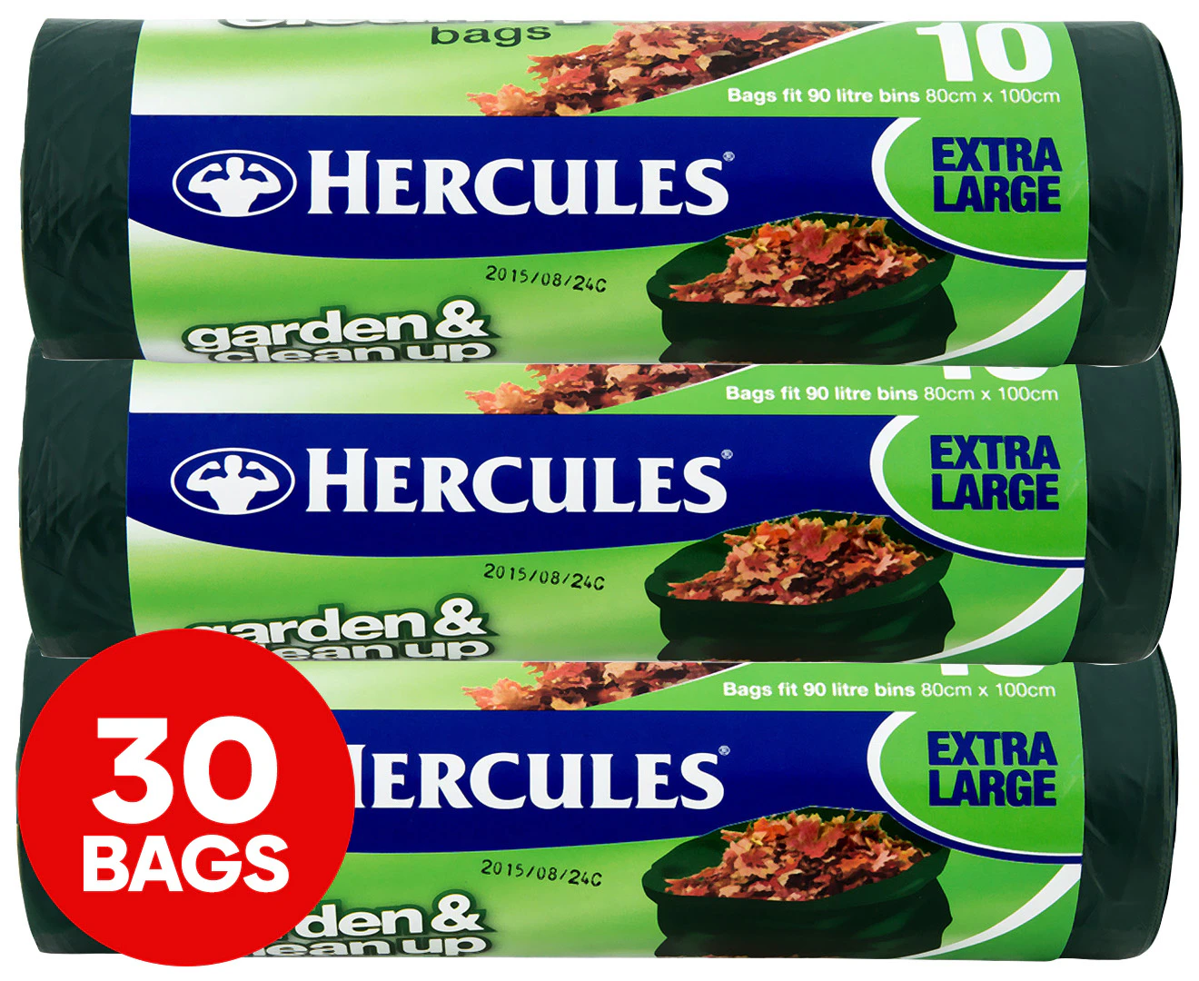 3 x 10pk Hercules Extra Large 90L Garden & Clean Up Rubbish Bags