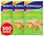 3 x 300pc Hercules Click Zip Resealable Sandwich Bag 18x16.5cm Food Storage BPA Free