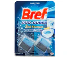 2 x Bref 2-in-1 Duo-Cubes Toilet Cleaner Blue Water 2pk