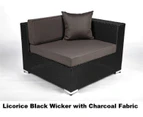Outdoor Wicker Lounge Setting,L Shape,European styled,Licorice Black,B/W fabric