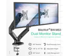 BlitzWolf Premium LCD Monitor Desk Mount Fully Adjustable Gas Spring Stand for Display Up to 27Inch,6.5KG Capacity,Black