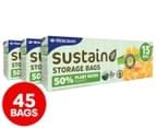 3 x 15pk Hercules Sustain Plant Based Resealable Storage Bags 1