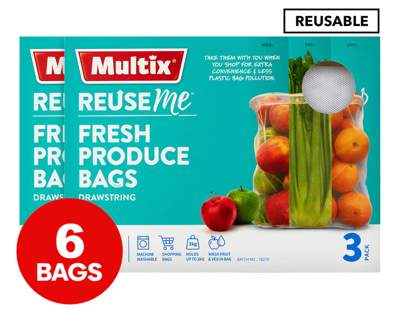 2 x 3pk Multix Reuse Me Fresh Produce Bags