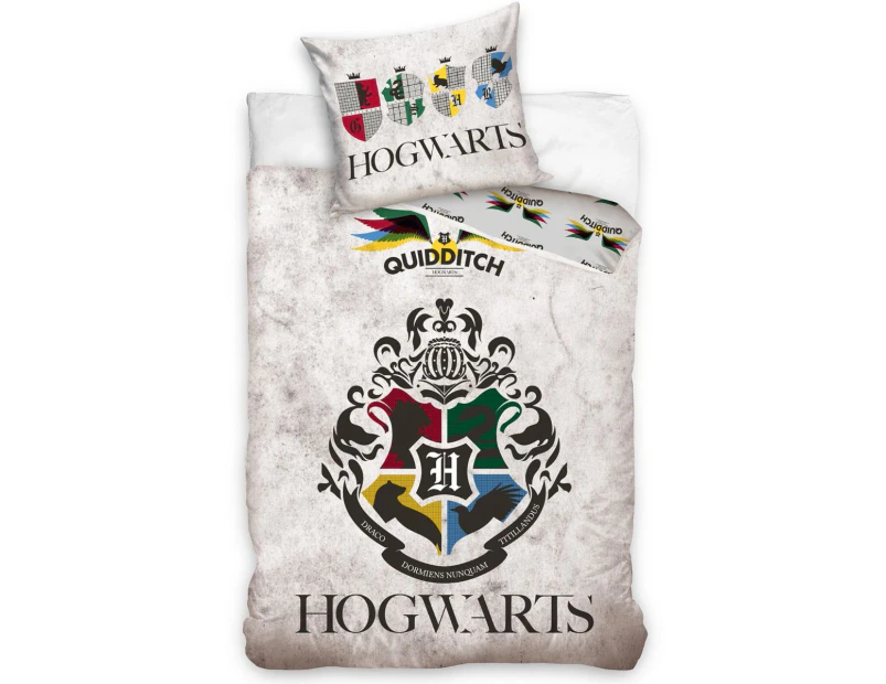Harry Potter Quidditch 100&#37; Cotton Single Duvet Cover and Pillowcase Set - European Size