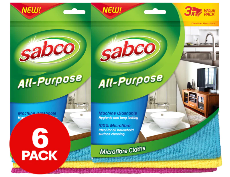 2 x 3pk Sabco Premium All-Purpose Microfibre Cloth