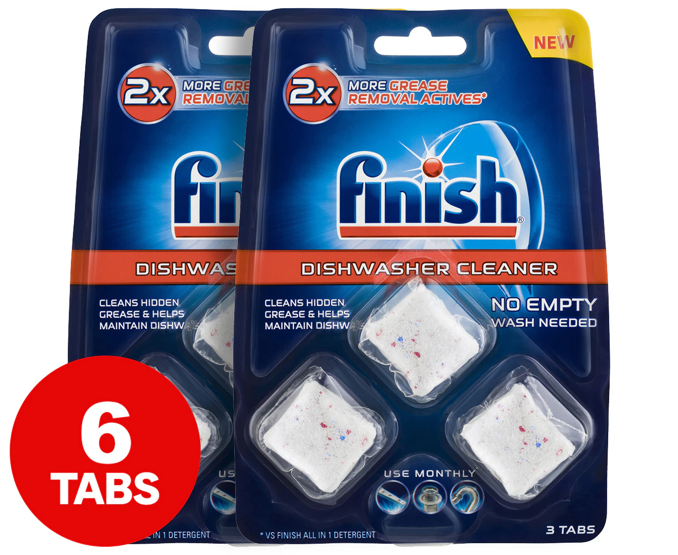 2 x 6pc Finish Dishwasher Cleaning Tabs Grease Remover Cleaner Tablet f/ Dishwasher