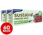 3 x 20pk Hercules Sustain Plant Based Small Resealable Freezer Bags 1
