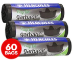 3 x 20pk Hercules XL 56L Extra Strong Flap Tie Garbage Bags
