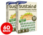 2 x 30pk Hercules Sustain Compostable Sealable Paper Sandwich Bags