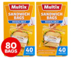 2 x 40pk Multix Resealable Sandwich Bags