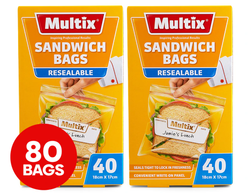 2 x 40pk Multix Resealable Sandwich Bags