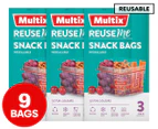 3 x 3pk Multix Reuse Me Snack Bags