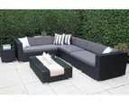 Outdoor Wicker Lounge Setting,L Shape,European styled,Licorice Black,Charcoal fabric