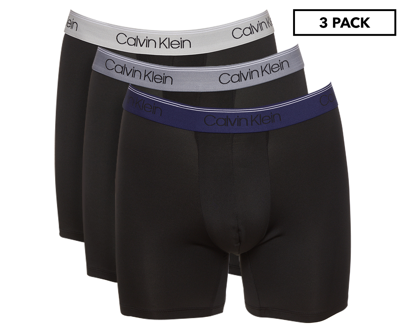 Calvin Klein Men's Microfiber Boxer Briefs 3-Pack - Black with  Navy/Grey/Blue 