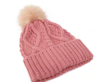AC-LAB Women's Cable Knit Beanie - Soft Pink