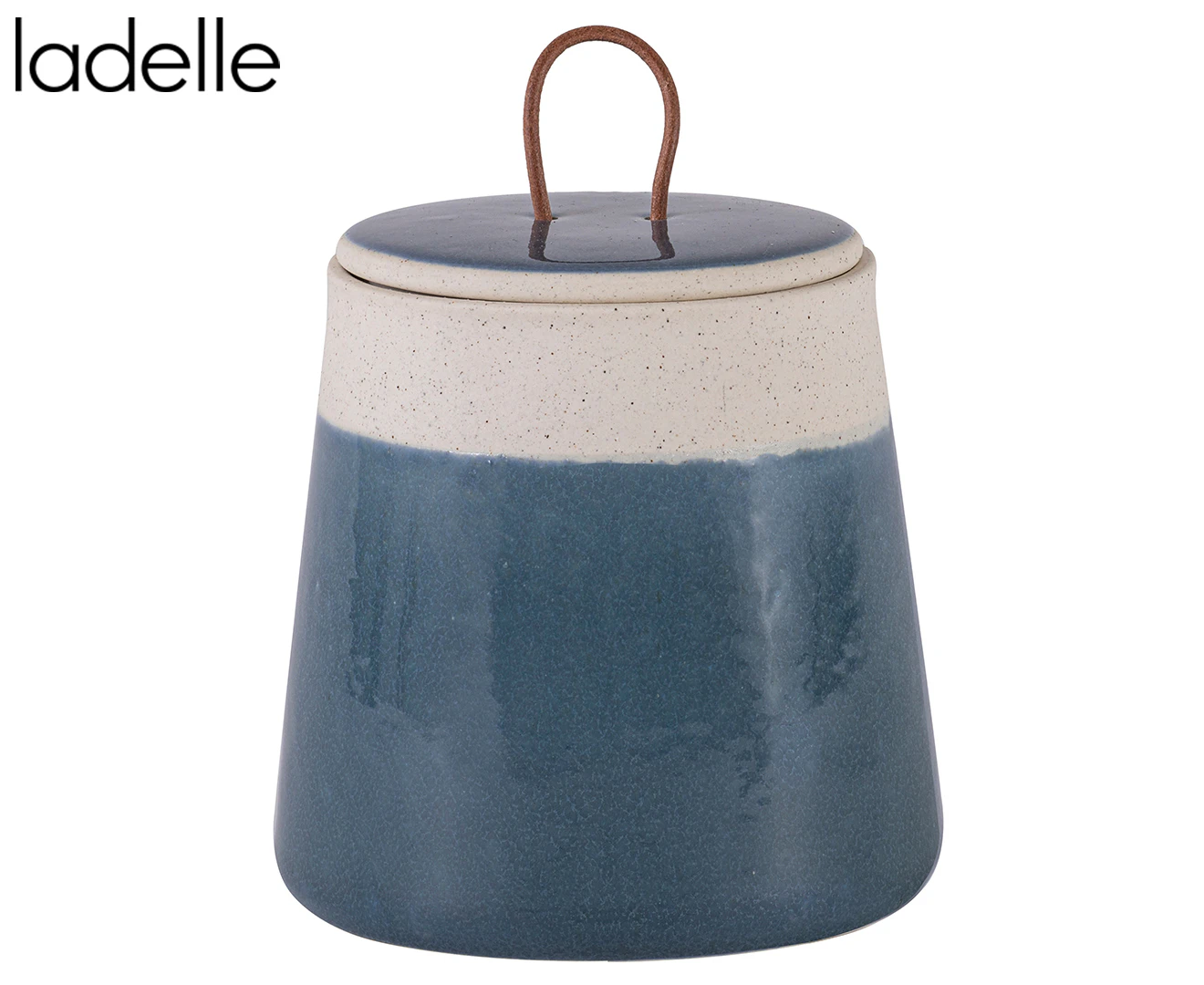 Ladelle Aster Delphinium Blue Stoneware Canister Food Storage Container w/ Lid