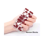 Semi Cured Gel Nail Strips |Gel Nail Stickers Nail Wraps| DIY manicure Kit | Maroon Blocks | 16 Stickers