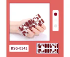 Semi Cured Gel Nail Strips |Gel Nail Stickers Nail Wraps| DIY manicure Kit | Maroon Blocks | 16 Stickers