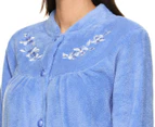Schrank Women's Coral Fleece Dressing Gown - Dusty Blue