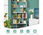 Giantex 6-tier Bookshelf S-shaped Bookcase Freestanding Storage Shelf Decorative Display Shelf for Living Room Bedroom Office,White