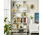 Giantex 6-tier Bookshelf S-shaped Bookcase Freestanding Storage Shelf Decorative Display Shelf for Living Room Bedroom Office,White