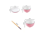SOGA Pink Japanese Style Ceramic Dinnerware Crockery Soup Bowl Plate Server Kitchen Home Decor Set of 10