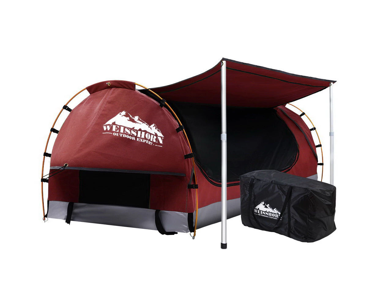 Uv Resistant Double Swag Camping Swags Canvas Free Standing Dome Tent Red