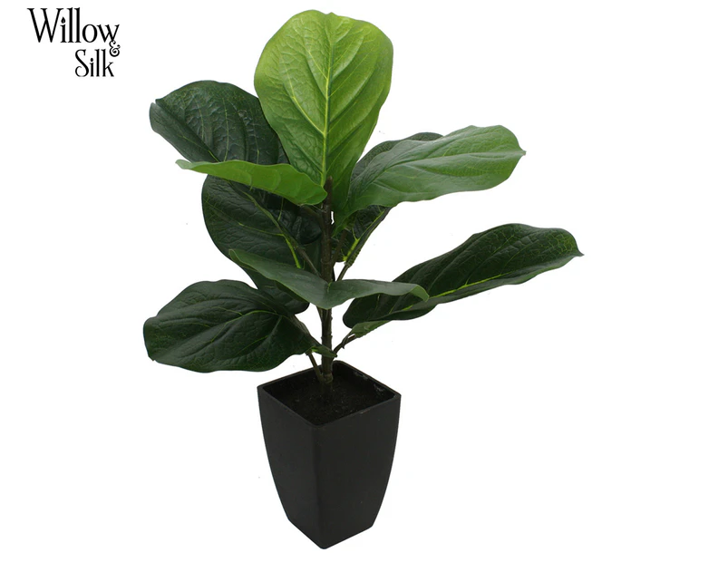 Willow & Silk Potted 46cm Artificial Baby Fiddle Leaf Fig Plant - Black/Green