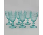 Royalclub Vintage 300ml Glass Goblets 6pcs Set - Cyan