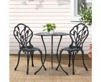 Gardeon Outdoor Setting Dining Chairs Table 3 Piece Bistro Set Cast Aluminum Patio Garden Furniture Black