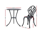 Gardeon Outdoor Setting Dining Chairs Table 3 Piece Bistro Set Cast Aluminum Patio Garden Furniture Black