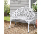 Gardeon Outdoor Garden Bench Seat 100cm Cast Aluminium Outdoor Patio Chair Vintage White