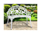 Gardeon Outdoor Garden Bench Seat 100cm Cast Aluminium Outdoor Patio Chair Vintage White