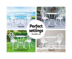 Gardeon 3PC Outdoor Setting Bistro Set Chairs Table Cast Aluminum Patio Furniture Tulip White