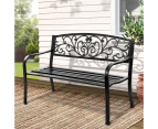 Gardeon Outdoor Garden Bench Seat Steel Outdoor Furniture 3 Seater Park Black