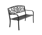 Gardeon Outdoor Garden Bench Seat Steel Outdoor Furniture 3 Seater Park Black