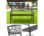 Gardeon Outdoor Garden Bench Seat Steel Outdoor Furniture 3 Seater Park Black