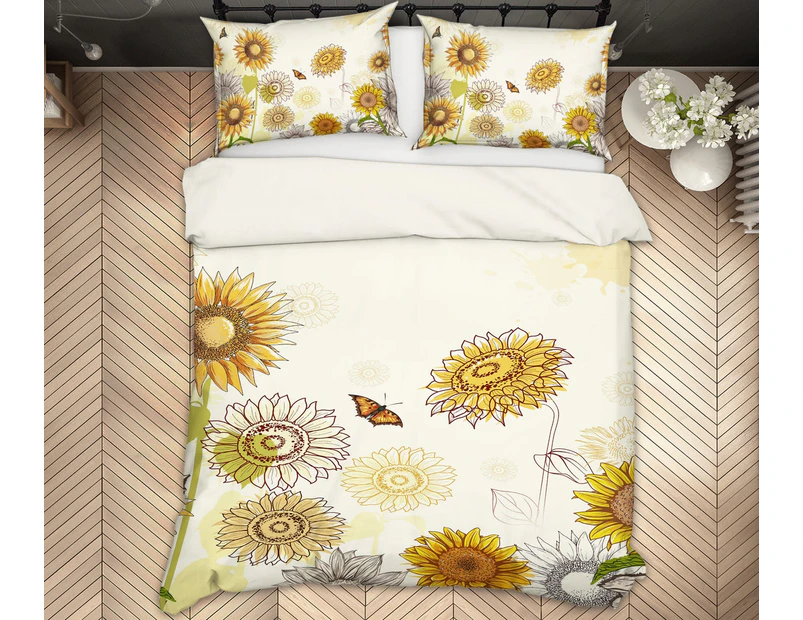 3D Sunflower 13004 Quilt Cover Set Bedding Set Pillowcases Duvet Cover KING SINGLE DOUBLE QUEEN KING