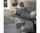 Silver Grey Stone Crushed Velvet Quilt/Doona/Duvet Cover Pillowcase Set