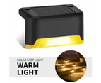 4 Pcs LED Solar Powered Fence Wall Lights Step Path Decking Garden - Warm Light 4PCS (Black)