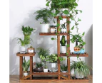 Rustic 6 Tier Wooden Step Shelf Stand Plant Flower Shelving Unit Indoor Outdoor