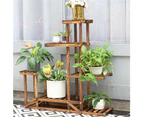Rustic 6 Tier Wooden Step Shelf Stand Plant Flower Shelving Unit Indoor Outdoor