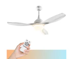 Costway 48" Ceiling Fan with Remote LED Light Electric Cooling Fans 3 Reversible Blades/5-Speed/Timer, White