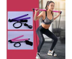 Portable Pilates Bar Kit Yoga Gym Stick Exercise Pilates Trainer Stretch Rope - Purple