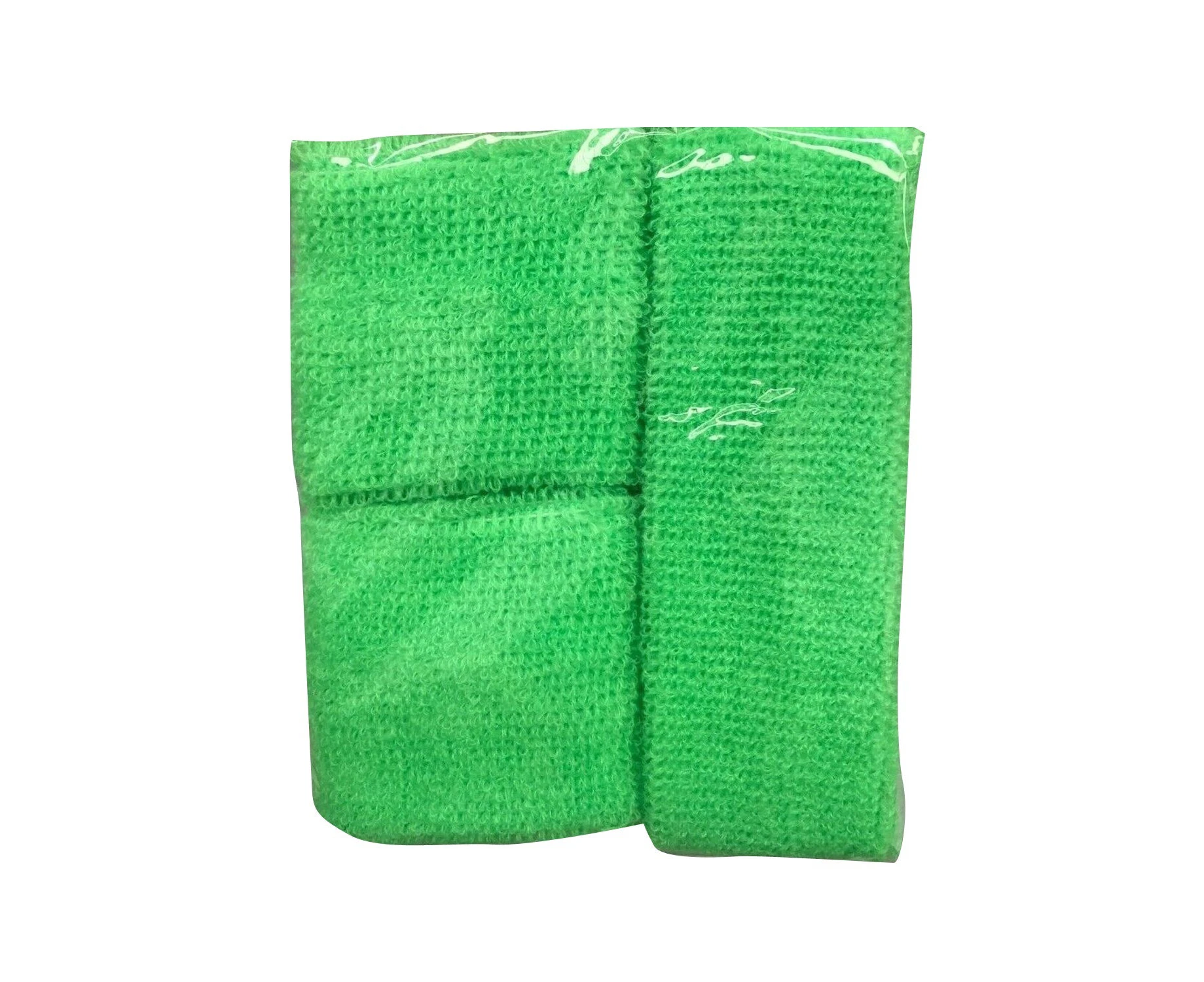 Set of 3 Sweat band wrist Head Sweatband Wristband Cotton Sport Tennis Gym Yoga - Lime Green