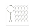 100x Bulk Split Metal Key Rings Keyring Blanks With Link Chains For DIY Craft