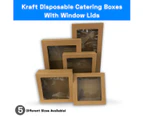 10 Pack Catering Grazing Boxes Trays W/Windows Brown Takeaway Paper Cake Boxes