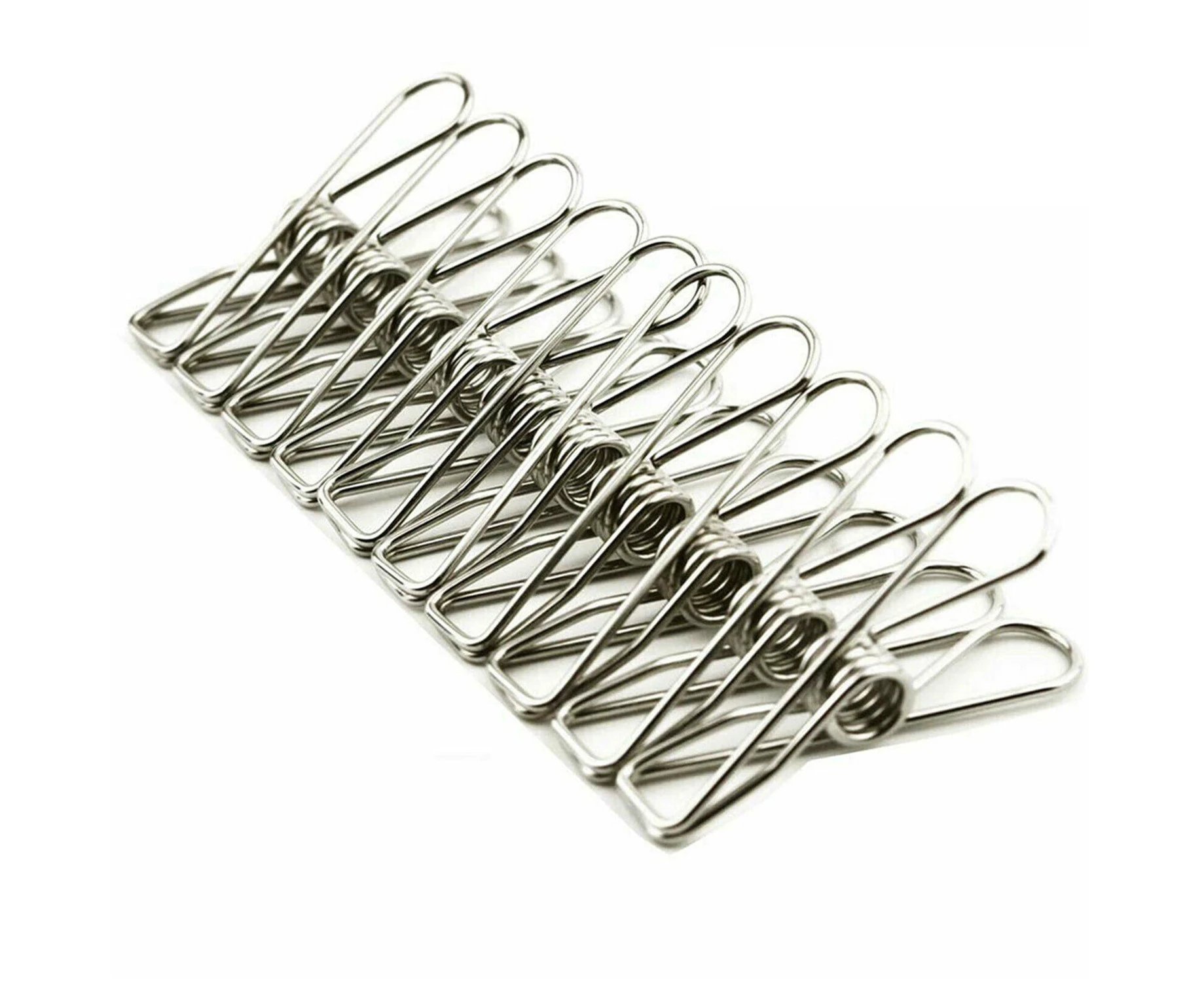 120PCS Stainless Steel Clothes Pegs Hanging Clip Pins Laundry Windproof Clamp