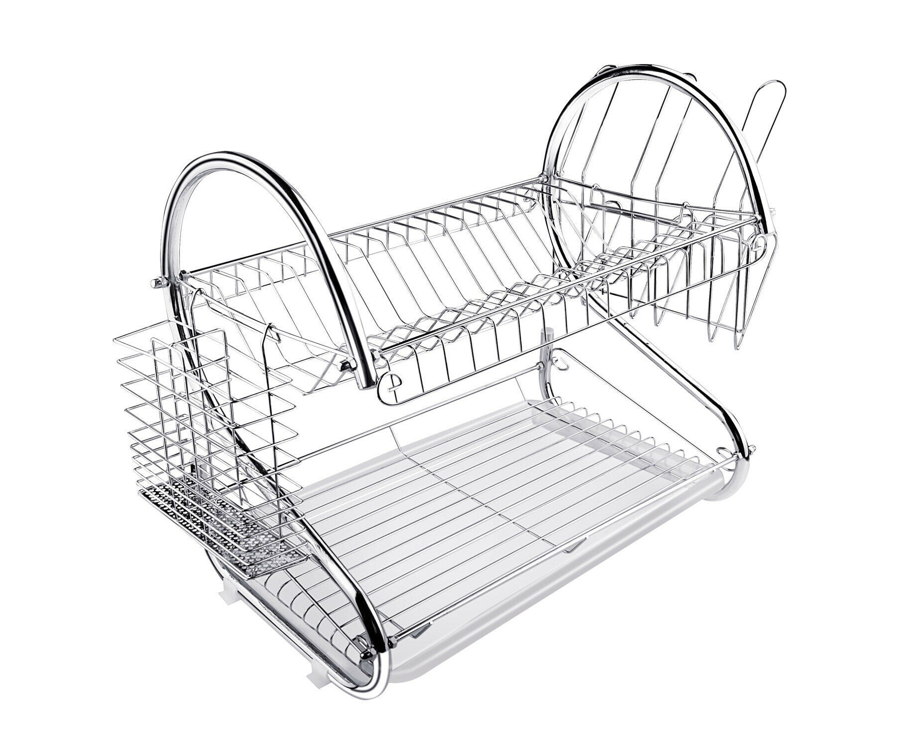 2-Tier Stainless Steel Kitchen Dish Drainer Sink Tray Holder Drying ...