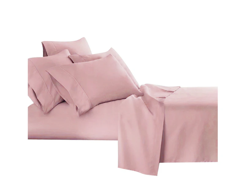 2000TC Blush Bamboo Cooling Sheet Set Ultra Soft Breathable Flat Sheet Fitted